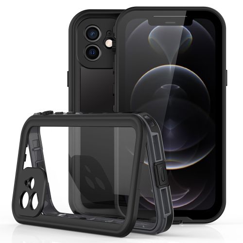 V-Series ShellD Waterproof/Dust Proof case for iPhone 12 - Black/Clear